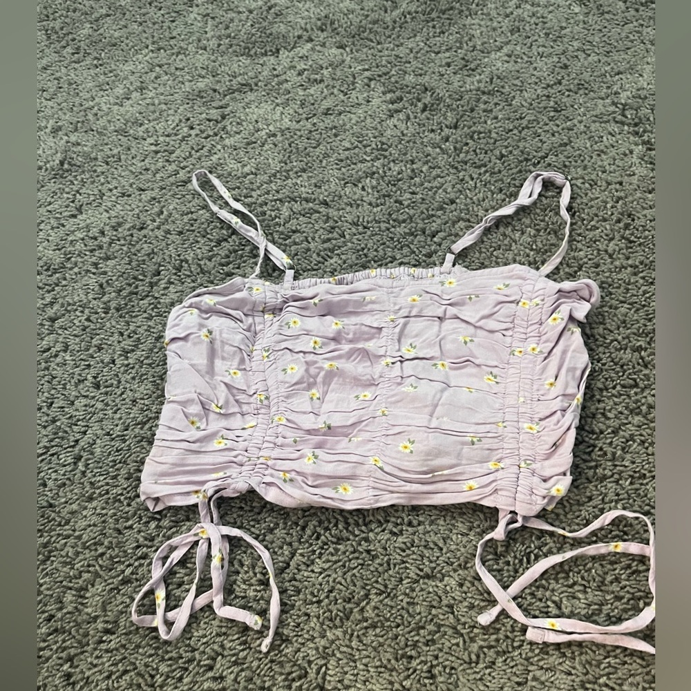 Purple with flower pattern crop top